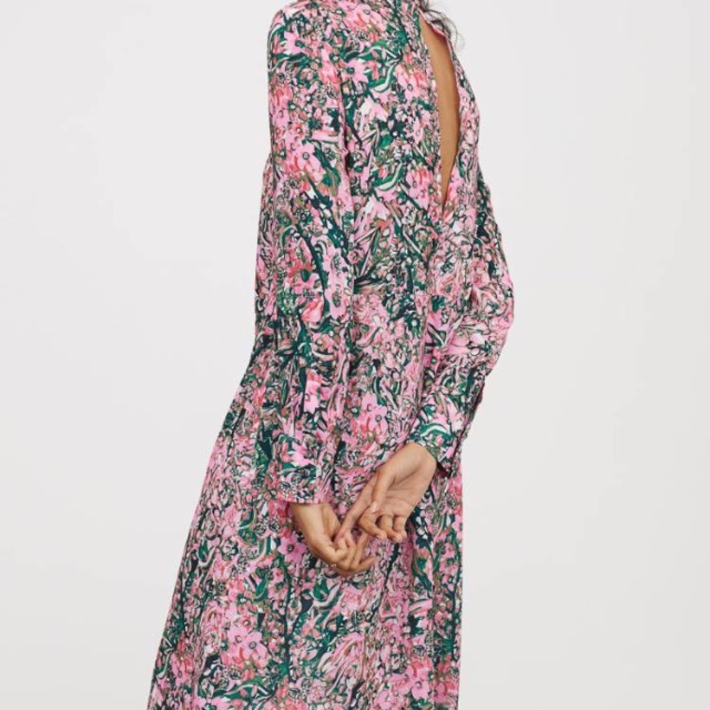 H&M Pink Floral print Midi dress Sale